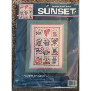 New Dimensions Sunset Calendar of Events Counted Cross Stitch Kit 11X15 Holidays